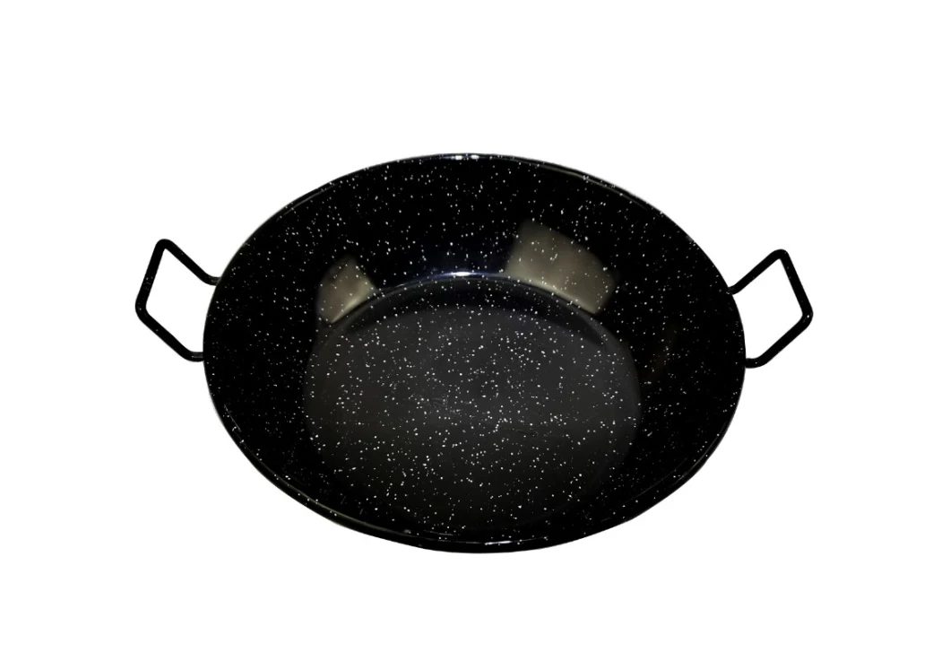 Hot Selling Wholesale Price Top Grade Enamel Carbon Steel 28cm 30cm Enamel Paella Pan with Two Handles