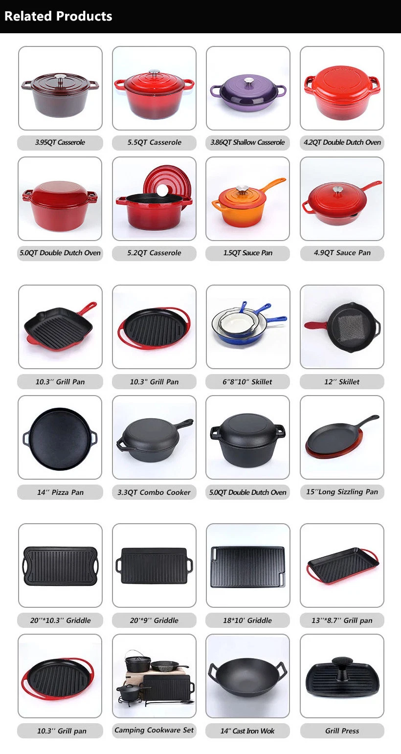 Cast Iron Grill Fry Pan Non Stick Grill Pan with Black Vegetable Oil Coating