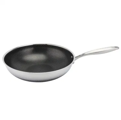 Wok à frire triple en acier inoxydable, de meilleure qualité, avec nid d'abeille, poêle à Induction antiadhésive, poêle à frire en Inox