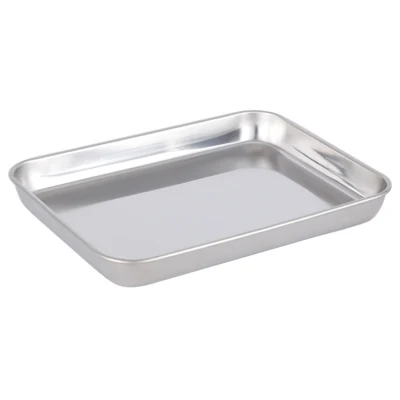 Plateau de cuisson rectangulaire en acier inoxydable, plateau de service pour barbecue, rôtissoire