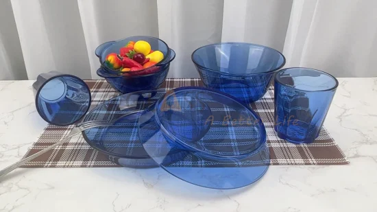 Ustensiles de cuisson en verre borosilicaté bleu cobalt, plaque de cuisson résistante à la chaleur, assiettes en verre, casseroles en verre