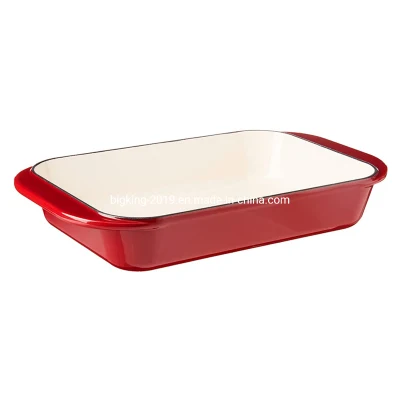 Rôtissoire rectangulaire en fonte émaillée de 2,9 Qt, cocotte, poêle à lasagne, rôtissoire profonde, pour la cuisson et la pâtisserie