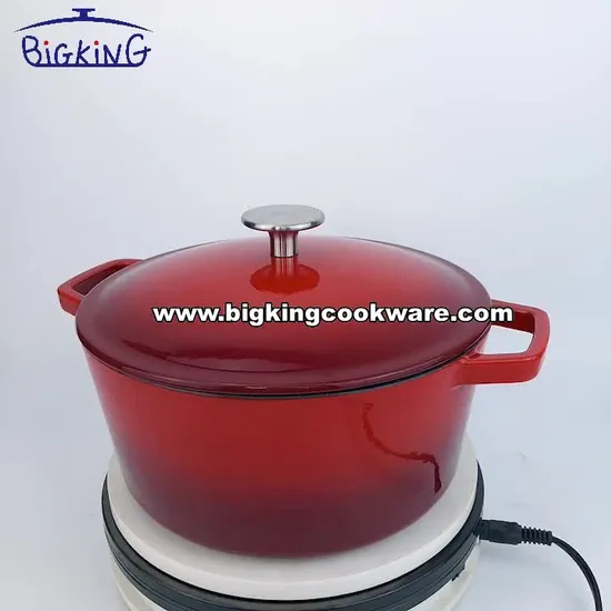 Plat de cocotte en fonte émaillée de couleur personnalisée de 5 litres avec couvercle pour four de cuisson